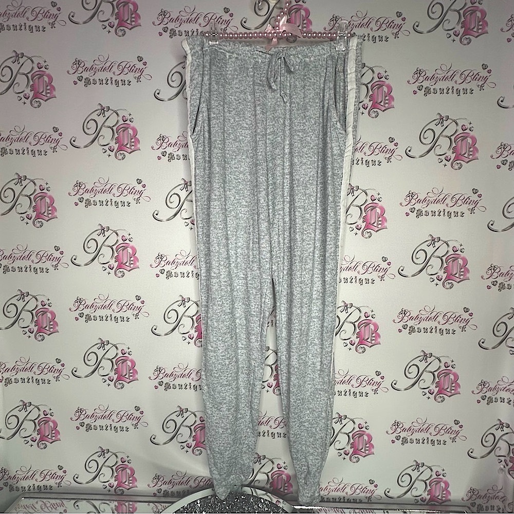 Born pants bottoms grey white stripe on side leg Drawstring Lounge Pants joggers